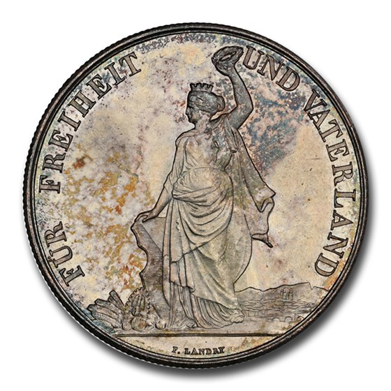 1872 Switzerland Zurich Shooting Thaler 5 Francs MS-64 NGC 1872 Switzerland Zurich Shooting Thaler 5 Francs MS-64 NGC